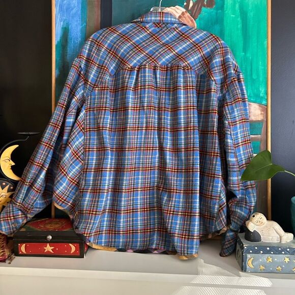 594-BDG Blue and Red Plaid Blouse - Picture 2 of 15